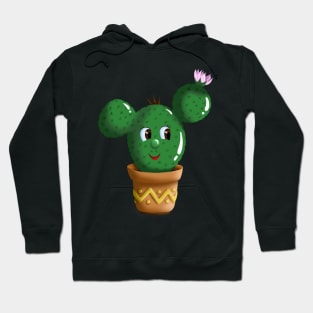 Image of a cactus with a pink flower Hoodie